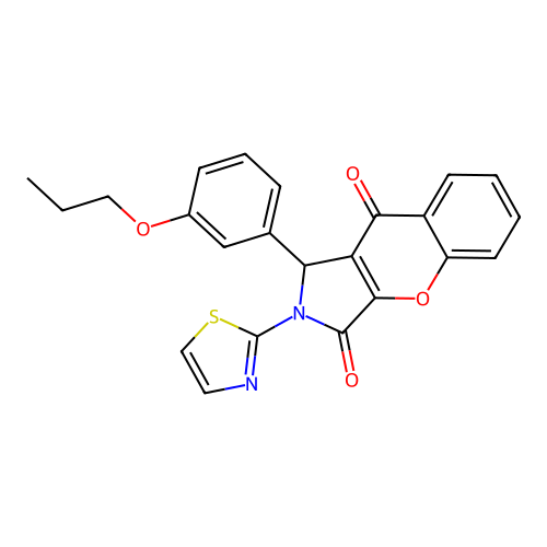 1-(3-propoxyphenyl)-2-(1,3-thiazol-2-yl)-1,2-dihydrochromeno[2,3-c]pyrrole-3,9-dione structure