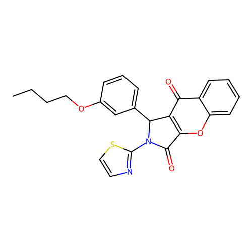 1-(3-butoxyphenyl)-2-(1,3-thiazol-2-yl)-1,2-dihydrochromeno[2,3-c]pyrrole-3,9-dione structure