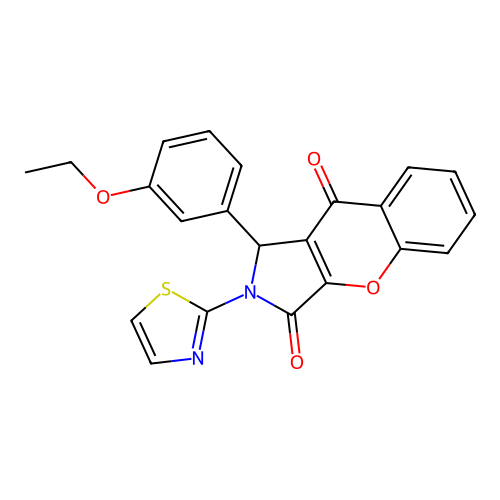 1-(3-ethoxyphenyl)-2-(1,3-thiazol-2-yl)-1,2-dihydrochromeno[2,3-c]pyrrole-3,9-dione structure