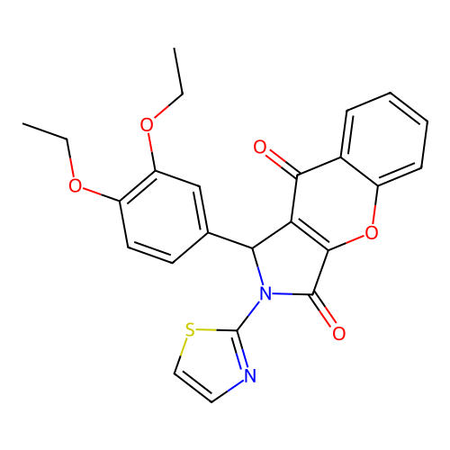 1-(3,4-diethoxyphenyl)-2-(1,3-thiazol-2-yl)-1,2-dihydrochromeno[2,3-c]pyrrole-3,9-dione structure