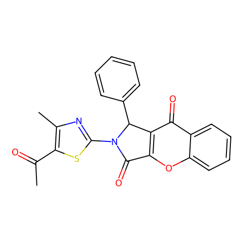 2-(5-acetyl-4-methyl-1,3-thiazol-2-yl)-1-phenyl-1,2-dihydrochromeno[2,3-c]pyrrole-3,9-dione structure