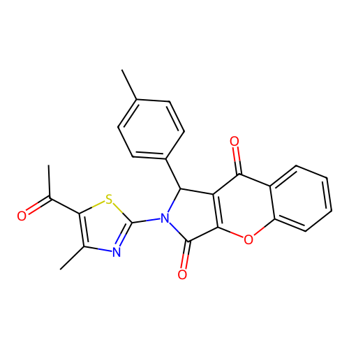2-(5-acetyl-4-methyl-1,3-thiazol-2-yl)-1-(4-methylphenyl)-1,2-dihydrochromeno[2,3-c]pyrrole-3,9-dione structure