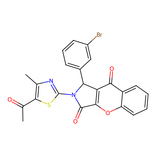 2-(5-acetyl-4-methyl-1,3-thiazol-2-yl)-1-(3-bromophenyl)-1,2-dihydrochromeno[2,3-c]pyrrole-3,9-dione structure