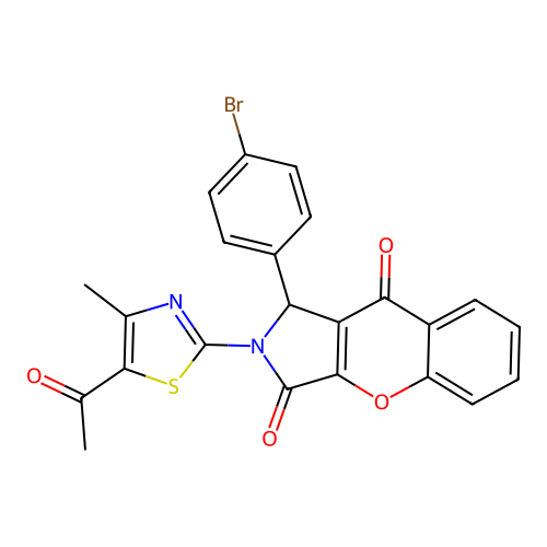 2-(5-acetyl-4-methyl-1,3-thiazol-2-yl)-1-(4-bromophenyl)-1,2-dihydrochromeno[2,3-c]pyrrole-3,9-dione structure