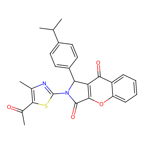 2-(5-acetyl-4-methyl-1,3-thiazol-2-yl)-1-(4-isopropylphenyl)-1,2-dihydrochromeno[2,3-c]pyrrole-3,9-dione structure