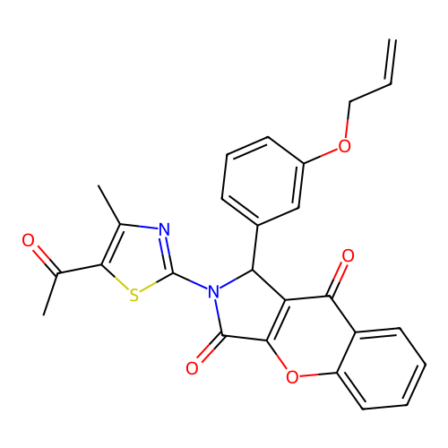 2-(5-acetyl-4-methyl-1,3-thiazol-2-yl)-1-(3-prop-2-enoxyphenyl)-1H-chromeno[2,3-c]pyrrole-3,9-dione structure