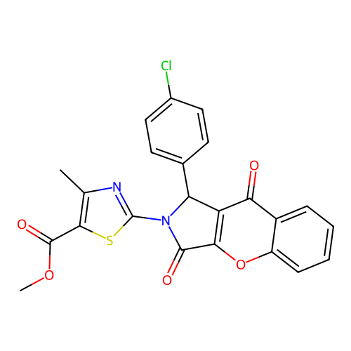 methyl 2-[1-(4-chlorophenyl)-3,9-dioxo-3,9-dihydrochromeno[2,3-c]pyrrol-2(1H)-yl]-4-methyl-1,3-thiazole-5-carboxylate structure