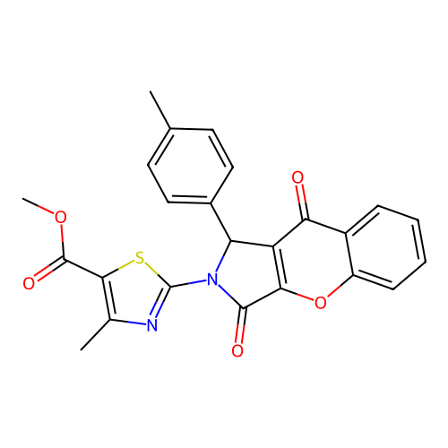 methyl 4-methyl-2-[1-(4-methylphenyl)-3,9-dioxo-3,9-dihydrochromeno[2,3-c]pyrrol-2(1H)-yl]-1,3-thiazole-5-carboxylate structure