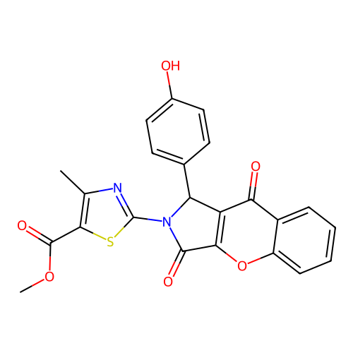 methyl 2-[1-(4-hydroxyphenyl)-3,9-dioxo-3,9-dihydrochromeno[2,3-c]pyrrol-2(1H)-yl]-4-methyl-1,3-thiazole-5-carboxylate structure