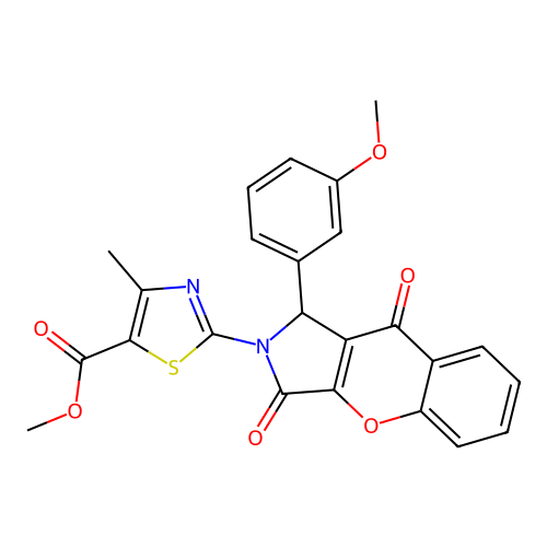 methyl 2-[1-(3-methoxyphenyl)-3,9-dioxo-3,9-dihydrochromeno[2,3-c]pyrrol-2(1H)-yl]-4-methyl-1,3-thiazole-5-carboxylate structure