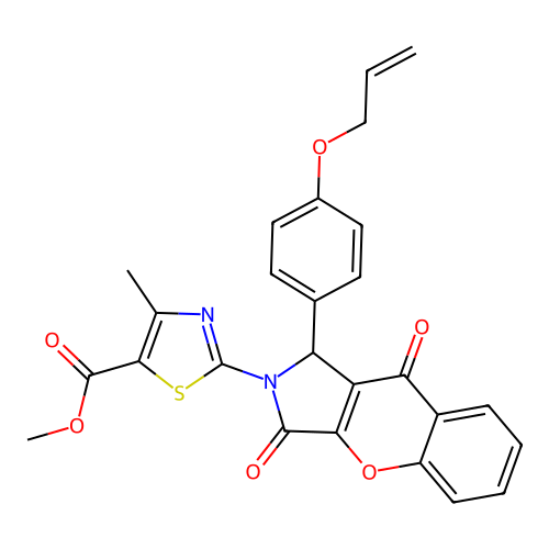 methyl 2-[1-[4-(allyloxy)phenyl]-3,9-dioxo-3,9-dihydrochromeno[2,3-c]pyrrol-2(1H)-yl]-4-methyl-1,3-thiazole-5-carboxylate structure