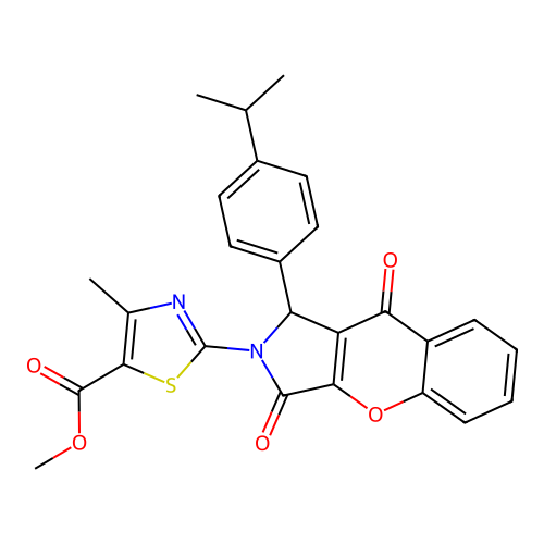 methyl 2-[1-(4-isopropylphenyl)-3,9-dioxo-3,9-dihydrochromeno[2,3-c]pyrrol-2(1H)-yl]-4-methyl-1,3-thiazole-5-carboxylate structure