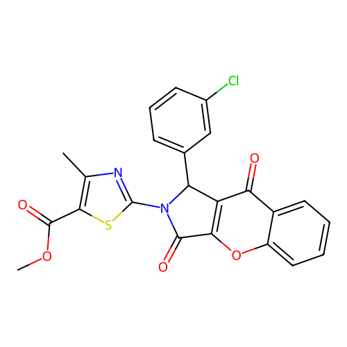 methyl 2-[1-(3-chlorophenyl)-3,9-dioxo-3,9-dihydrochromeno[2,3-c]pyrrol-2(1H)-yl]-4-methyl-1,3-thiazole-5-carboxylate structure