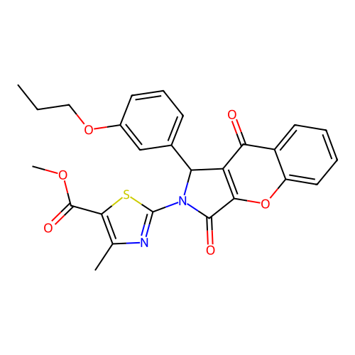 methyl 2-[3,9-dioxo-1-(3-propoxyphenyl)-3,9-dihydrochromeno[2,3-c]pyrrol-2(1H)-yl]-4-methyl-1,3-thiazole-5-carboxylate structure