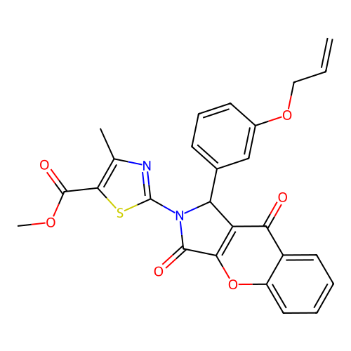 methyl 2-[1-[3-(allyloxy)phenyl]-3,9-dioxo-3,9-dihydrochromeno[2,3-c]pyrrol-2(1H)-yl]-4-methyl-1,3-thiazole-5-carboxylate structure