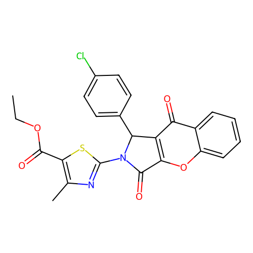 ethyl 2-[1-(4-chlorophenyl)-3,9-dioxo-3,9-dihydrochromeno[2,3-c]pyrrol-2(1H)-yl]-4-methyl-1,3-thiazole-5-carboxylate structure
