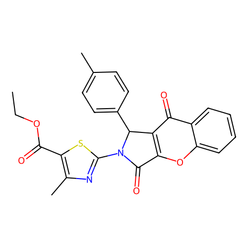 ethyl 4-methyl-2-[1-(4-methylphenyl)-3,9-dioxo-3,9-dihydrochromeno[2,3-c]pyrrol-2(1H)-yl]-1,3-thiazole-5-carboxylate structure