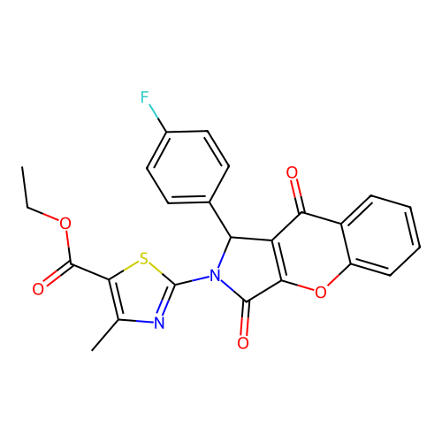 ethyl 2-[1-(4-fluorophenyl)-3,9-dioxo-3,9-dihydrochromeno[2,3-c]pyrrol-2(1H)-yl]-4-methyl-1,3-thiazole-5-carboxylate structure