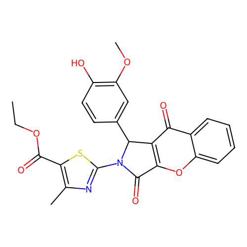 ethyl 2-[1-(4-hydroxy-3-methoxyphenyl)-3,9-dioxo-3,9-dihydrochromeno[2,3-c]pyrrol-2(1H)-yl]-4-methyl-1,3-thiazole-5-carboxylate structure