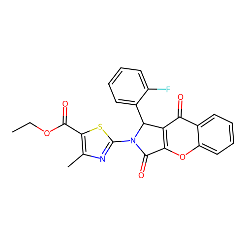 ethyl 2-[1-(2-fluorophenyl)-3,9-dioxo-3,9-dihydrochromeno[2,3-c]pyrrol-2(1H)-yl]-4-methyl-1,3-thiazole-5-carboxylate structure