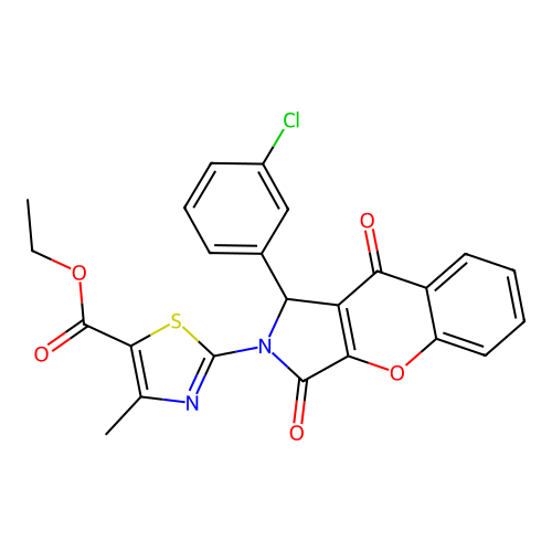 ethyl 2-[1-(3-chlorophenyl)-3,9-dioxo-3,9-dihydrochromeno[2,3-c]pyrrol-2(1H)-yl]-4-methyl-1,3-thiazole-5-carboxylate structure