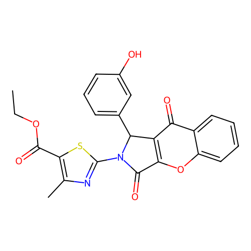 ethyl 2-[1-(3-hydroxyphenyl)-3,9-dioxo-3,9-dihydrochromeno[2,3-c]pyrrol-2(1H)-yl]-4-methyl-1,3-thiazole-5-carboxylate structure