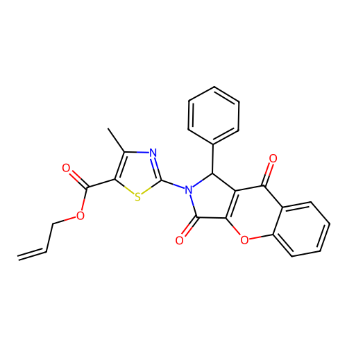 allyl 2-(3,9-dioxo-1-phenyl-3,9-dihydrochromeno[2,3-c]pyrrol-2(1H)-yl)-4-methyl-1,3-thiazole-5-carboxylate structure