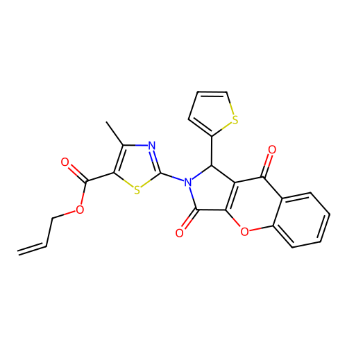 allyl 2-(3,9-dioxo-1-thien-2-yl-3,9-dihydrochromeno[2,3-c]pyrrol-2(1H)-yl)-4-methyl-1,3-thiazole-5-carboxylate structure