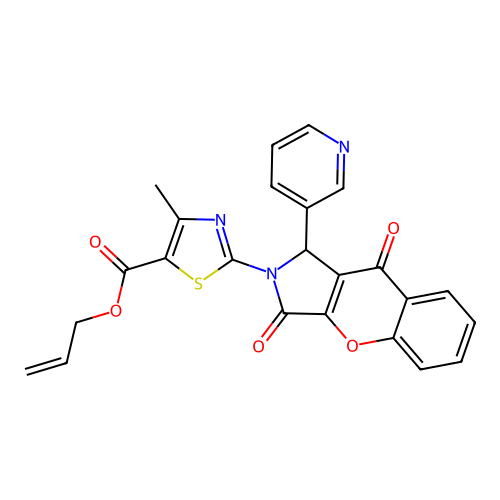 allyl 2-(3,9-dioxo-1-pyridin-3-yl-3,9-dihydrochromeno[2,3-c]pyrrol-2(1H)-yl)-4-methyl-1,3-thiazole-5-carboxylate structure