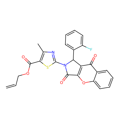 allyl 2-[1-(2-fluorophenyl)-3,9-dioxo-3,9-dihydrochromeno[2,3-c]pyrrol-2(1H)-yl]-4-methyl-1,3-thiazole-5-carboxylate structure