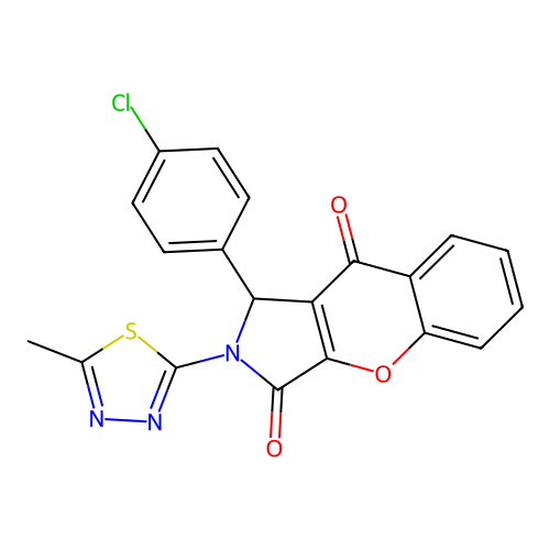 1-(4-chlorophenyl)-2-(5-methyl-1,3,4-thiadiazol-2-yl)-1,2-dihydrochromeno[2,3-c]pyrrole-3,9-dione structure