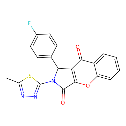 1-(4-fluorophenyl)-2-(5-methyl-1,3,4-thiadiazol-2-yl)-1,2-dihydrochromeno[2,3-c]pyrrole-3,9-dione structure