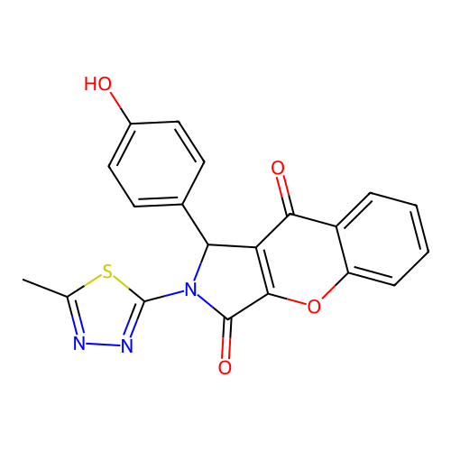 1-(4-hydroxyphenyl)-2-(5-methyl-1,3,4-thiadiazol-2-yl)-1,2-dihydrochromeno[2,3-c]pyrrole-3,9-dione structure
