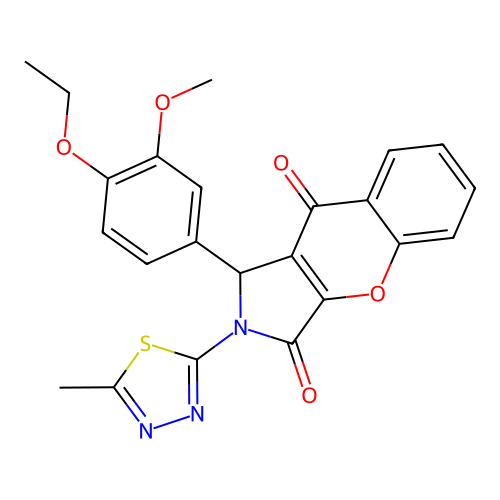 1-(4-ethoxy-3-methoxyphenyl)-2-(5-methyl-1,3,4-thiadiazol-2-yl)-1,2-dihydrochromeno[2,3-c]pyrrole-3,9-dione structure