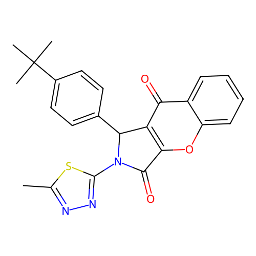 1-(4-tert-butylphenyl)-2-(5-methyl-1,3,4-thiadiazol-2-yl)-1,2-dihydrochromeno[2,3-c]pyrrole-3,9-dione structure