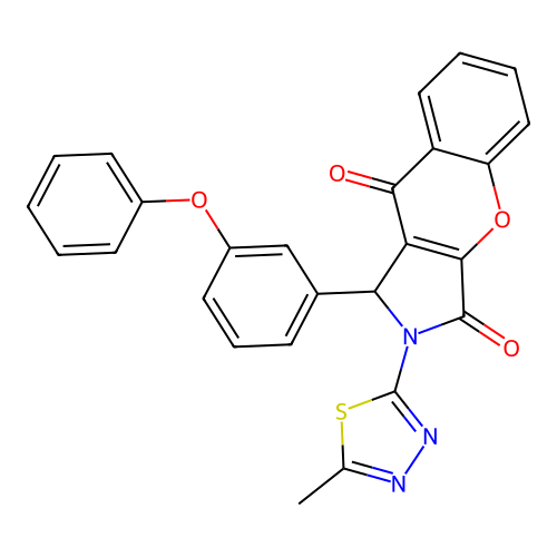 2-(5-methyl-1,3,4-thiadiazol-2-yl)-1-(3-phenoxyphenyl)-1,2-dihydrochromeno[2,3-c]pyrrole-3,9-dione structure
