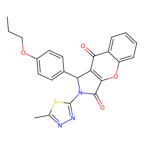 2-(5-methyl-1,3,4-thiadiazol-2-yl)-1-(4-propoxyphenyl)-1,2-dihydrochromeno[2,3-c]pyrrole-3,9-dione structure