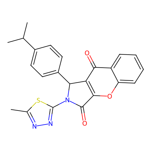 1-(4-isopropylphenyl)-2-(5-methyl-1,3,4-thiadiazol-2-yl)-1,2-dihydrochromeno[2,3-c]pyrrole-3,9-dione structure