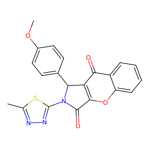 1-(4-methoxyphenyl)-2-(5-methyl-1,3,4-thiadiazol-2-yl)-1,2-dihydrochromeno[2,3-c]pyrrole-3,9-dione structure