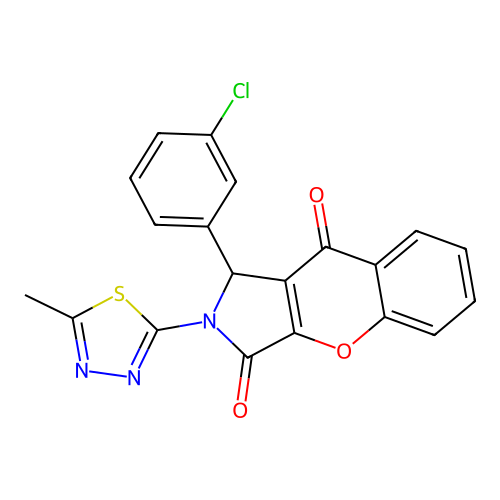 1-(3-chlorophenyl)-2-(5-methyl-1,3,4-thiadiazol-2-yl)-1,2-dihydrochromeno[2,3-c]pyrrole-3,9-dione structure