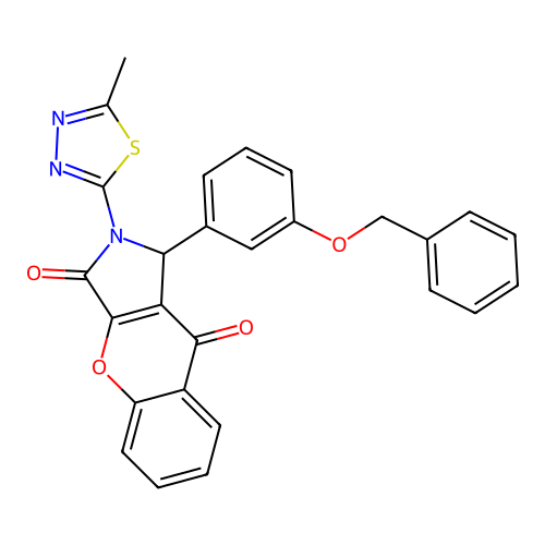 1-[3-(benzyloxy)phenyl]-2-(5-methyl-1,3,4-thiadiazol-2-yl)-1,2-dihydrochromeno[2,3-c]pyrrole-3,9-dione structure