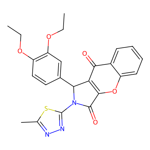 1-(3,4-diethoxyphenyl)-2-(5-methyl-1,3,4-thiadiazol-2-yl)-1,2-dihydrochromeno[2,3-c]pyrrole-3,9-dione structure