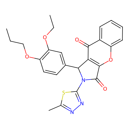 1-(3-ethoxy-4-propoxyphenyl)-2-(5-methyl-1,3,4-thiadiazol-2-yl)-1,2-dihydrochromeno[2,3-c]pyrrole-3,9-dione structure