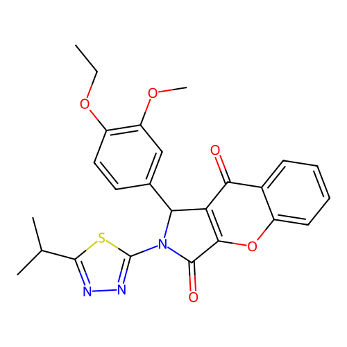 1-(4-ethoxy-3-methoxyphenyl)-2-(5-isopropyl-1,3,4-thiadiazol-2-yl)-1,2-dihydrochromeno[2,3-c]pyrrole-3,9-dione structure