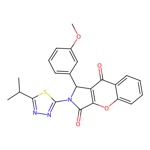 1-(3-methoxyphenyl)-2-(5-propan-2-yl-1,3,4-thiadiazol-2-yl)-1H-chromeno[2,3-c]pyrrole-3,9-dione structure