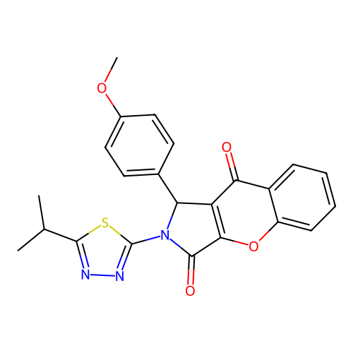 1-(4-methoxyphenyl)-2-(5-propan-2-yl-1,3,4-thiadiazol-2-yl)-1H-chromeno[2,3-c]pyrrole-3,9-dione structure