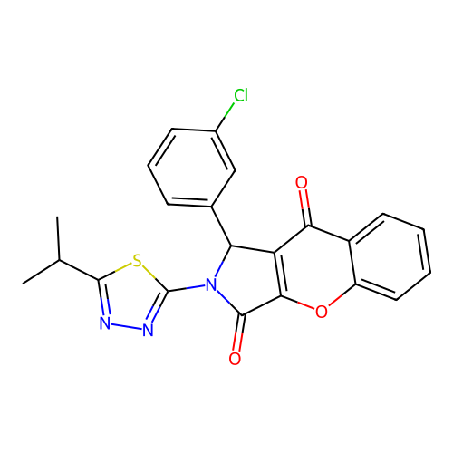 1-(3-chlorophenyl)-2-(5-isopropyl-1,3,4-thiadiazol-2-yl)-1,2-dihydrochromeno[2,3-c]pyrrole-3,9-dione structure