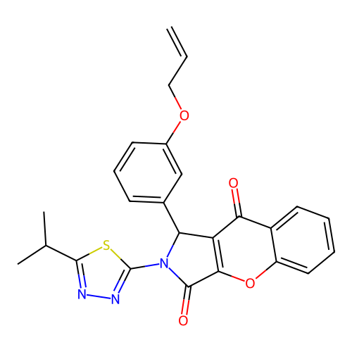 1-[3-(allyloxy)phenyl]-2-(5-isopropyl-1,3,4-thiadiazol-2-yl)-1,2-dihydrochromeno[2,3-c]pyrrole-3,9-dione structure