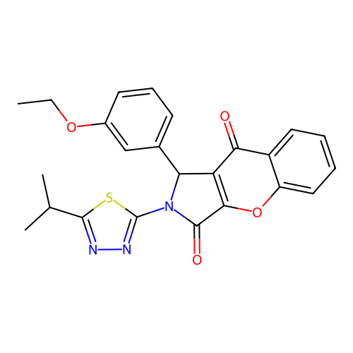 1-(3-ethoxyphenyl)-2-(5-isopropyl-1,3,4-thiadiazol-2-yl)-1,2-dihydrochromeno[2,3-c]pyrrole-3,9-dione structure