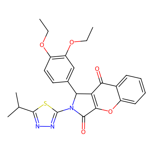 1-(3,4-diethoxyphenyl)-2-(5-isopropyl-1,3,4-thiadiazol-2-yl)-1,2-dihydrochromeno[2,3-c]pyrrole-3,9-dione structure